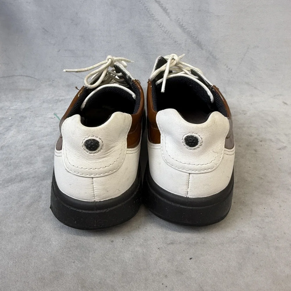 Ecco Gore-Tex‎ Golf Shoes Size 39 White Brown Leather Waterproof Spiked